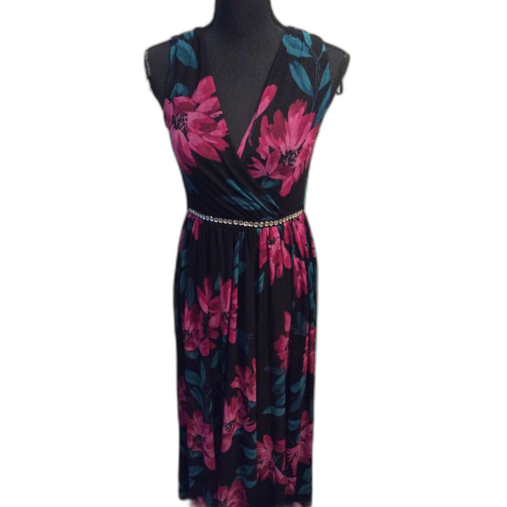 Floral Maxi V Neck Bling Lined Womens Size 4 Alexa B Nites